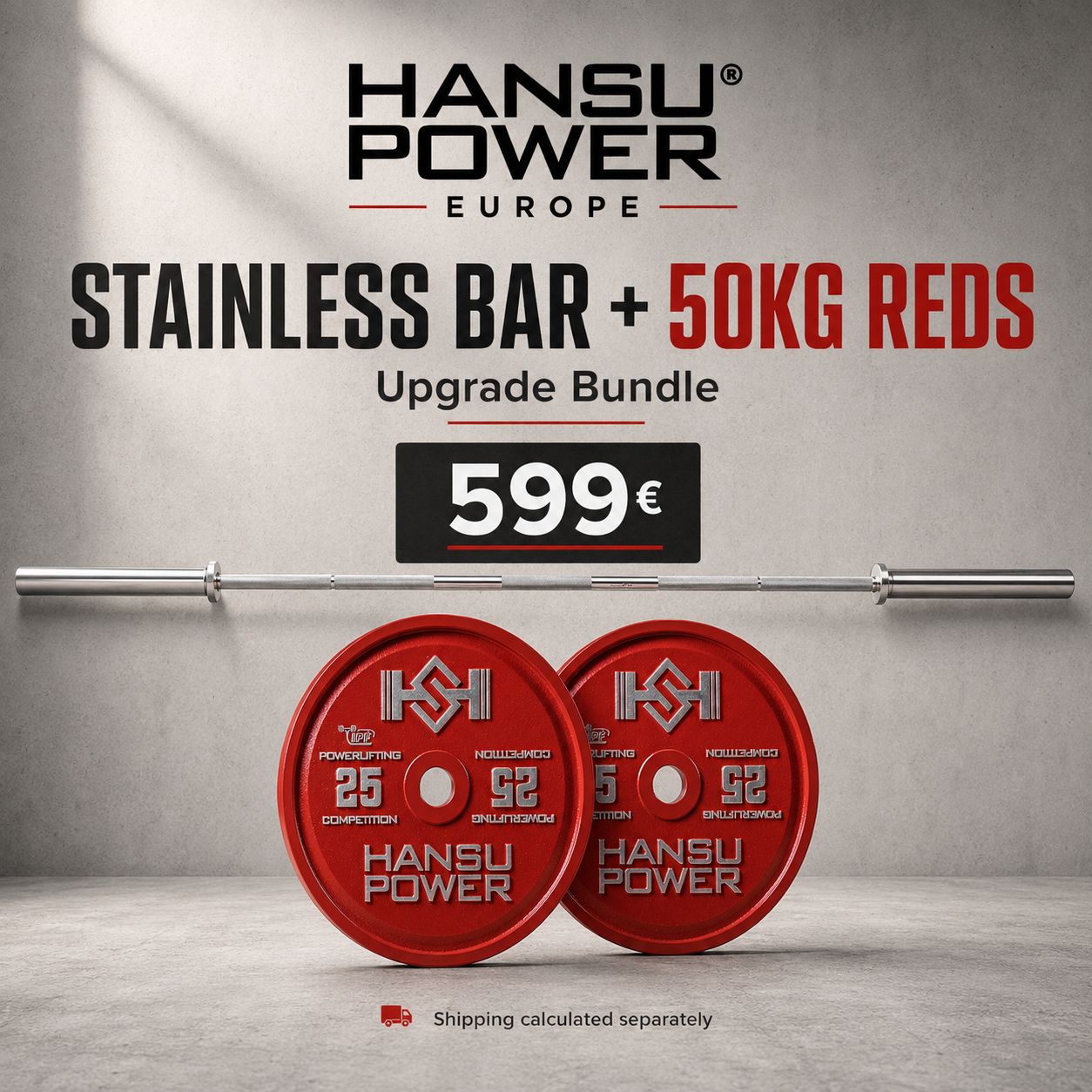 Stainless Bar + 50kg Calibrated Reds Bundle